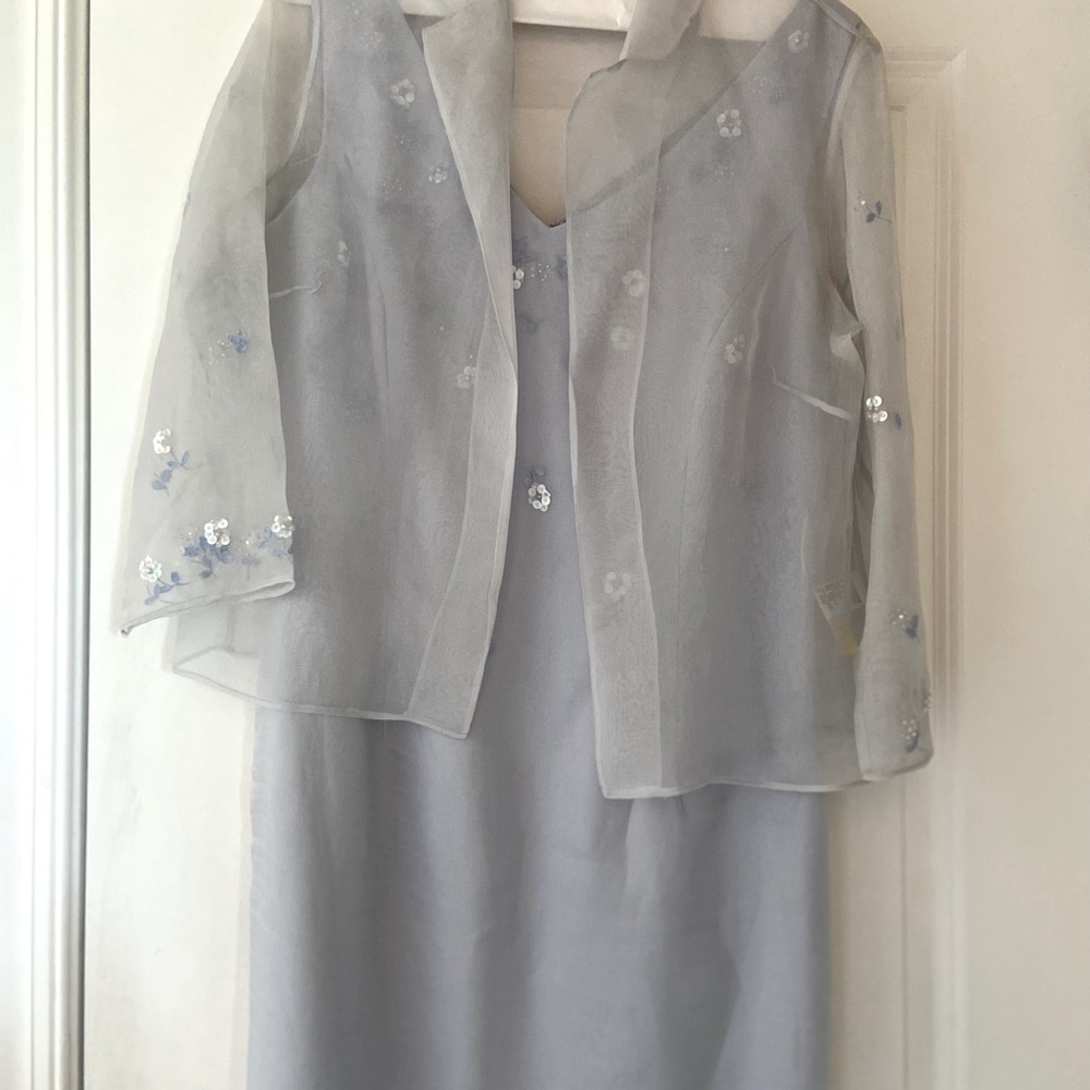 David Warren 2-pc sleeveless beaded/sequined cocktail dress w/sheer jacket sz 12